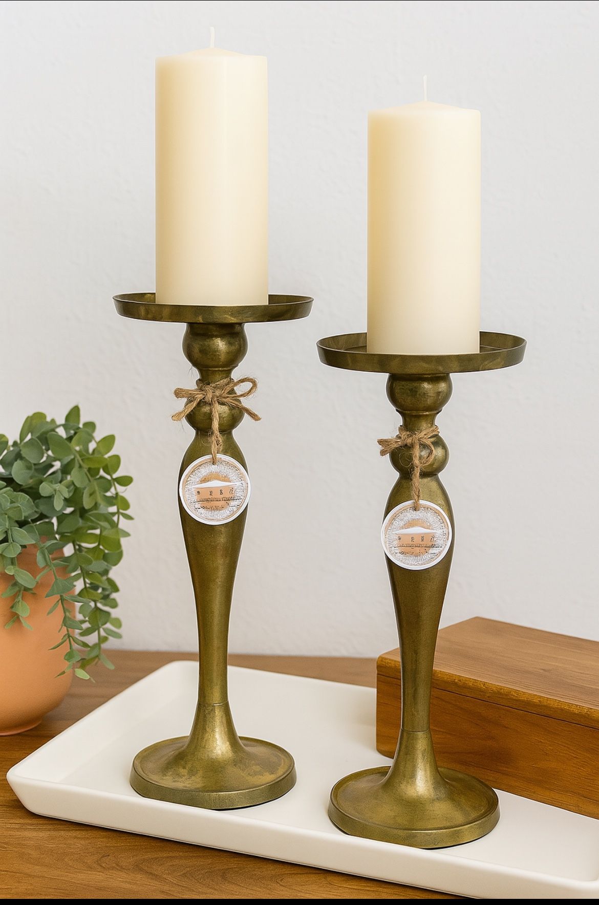 Domain India Elegant Brass Candle Holders NWT