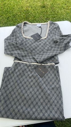 Women’s xs Le Lis Collection Gray Plaid Two-Piece Set