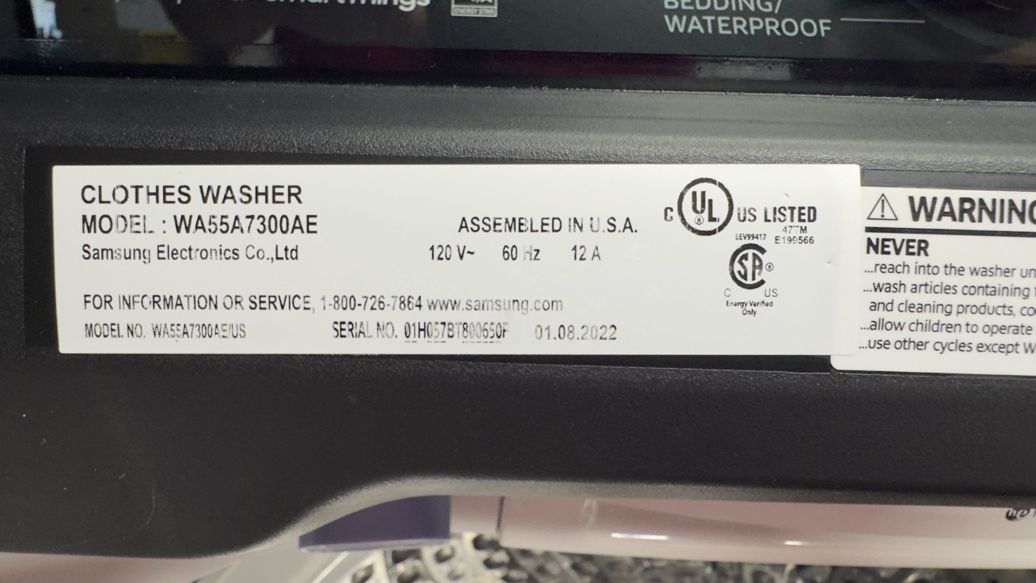 Samsung Washer with Super Speed Wash Ivory X Large Capacity