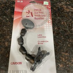 CARSON 2x LED Attach-A-Mag Clamp-On Rim-Free Magnifier (AM-20)- new -$15.00