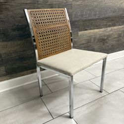 MCM HOWELL Chrome And Faux Caned Dining Room Chairs 