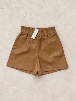 The Drop Camel Faux Leather High Waisted Shorts XS NWT