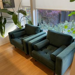 Henrietta Green Velvet Bolster Chair | $400 Each