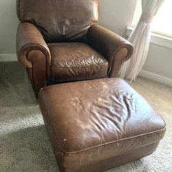 Leather Chair And Ottoman 