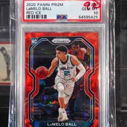 Panini 2020-21 Prizm LaMelo Ball Red Ice #278 PSA 10 Hornets Rookie