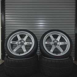 TE37SL 5x114 (Arms Grey) | 18x9.5 +22 & 19x10.5 +12 | Staggered Setup – Brand New W/ R888R Tires