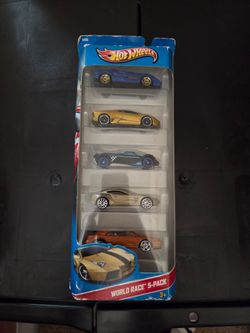 Hot Wheels World Race 5 Pack NIB 2013 Aston Martin Lamborghini Lotus Mazda
