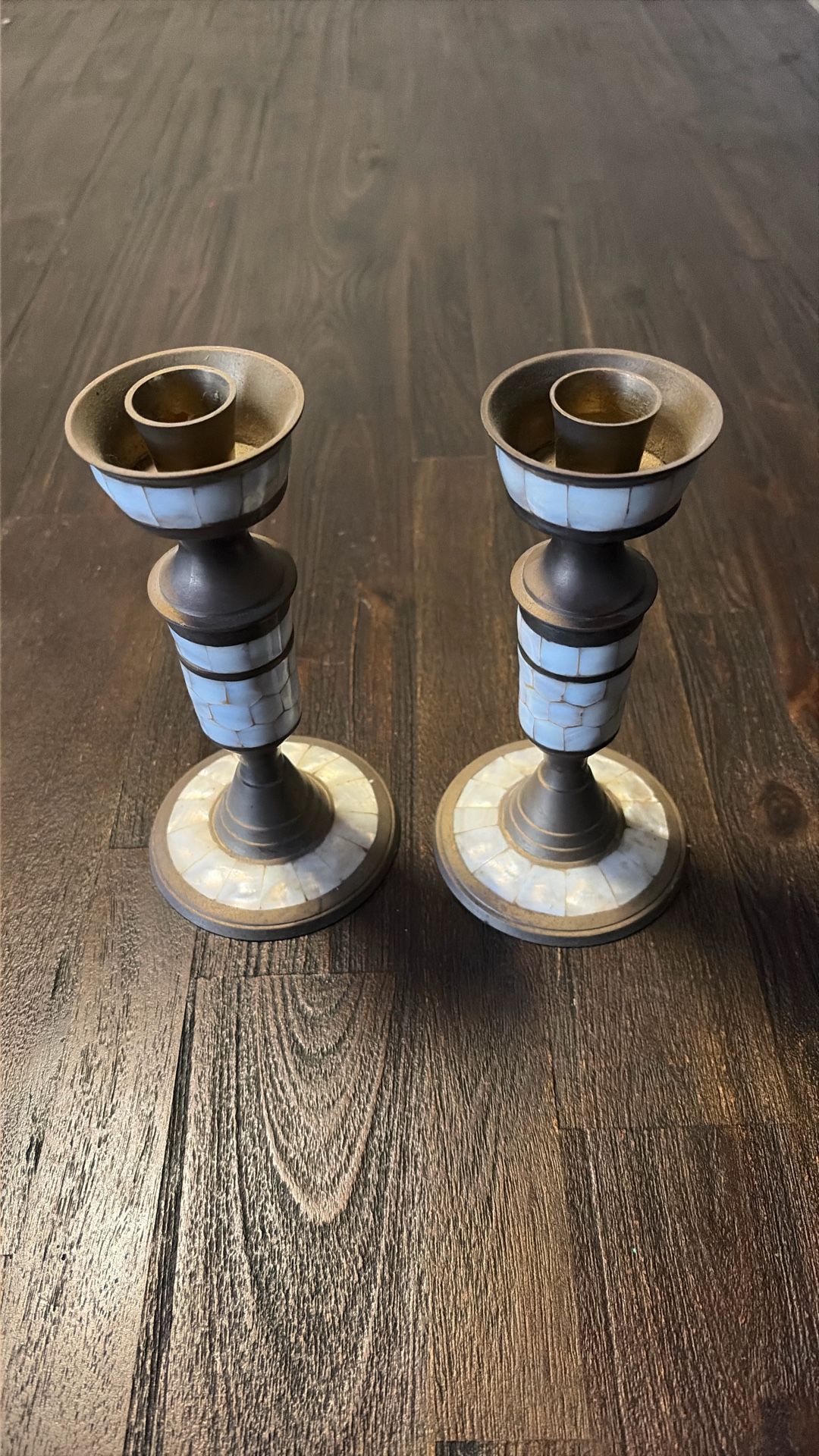 Mother Of Pearl Candle Holder Set