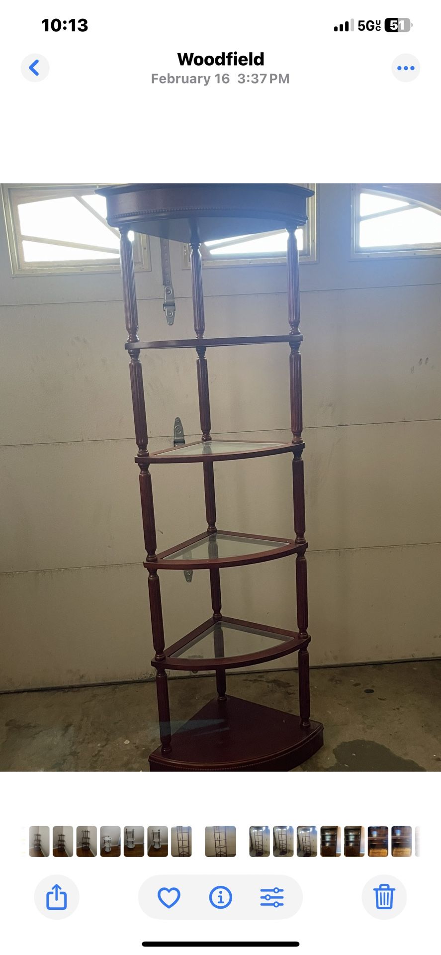 5 Tier Wood And Glass Shelves