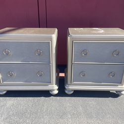 2 Wood two drawer night stands bed side end tables