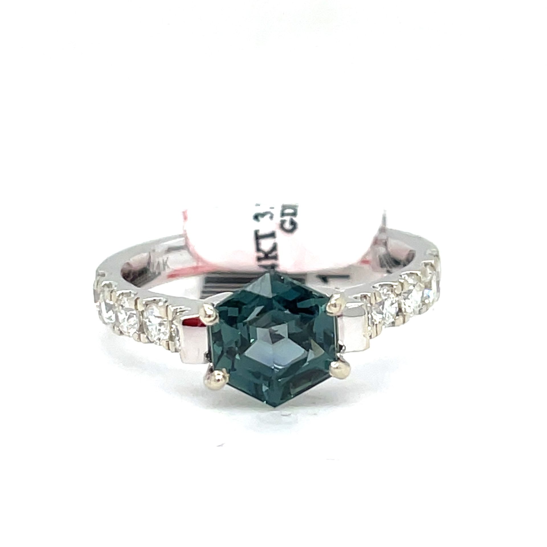 14KT White Gold Diamond Sapphire Ring 3.70g .55CTW Size 7 I-1209