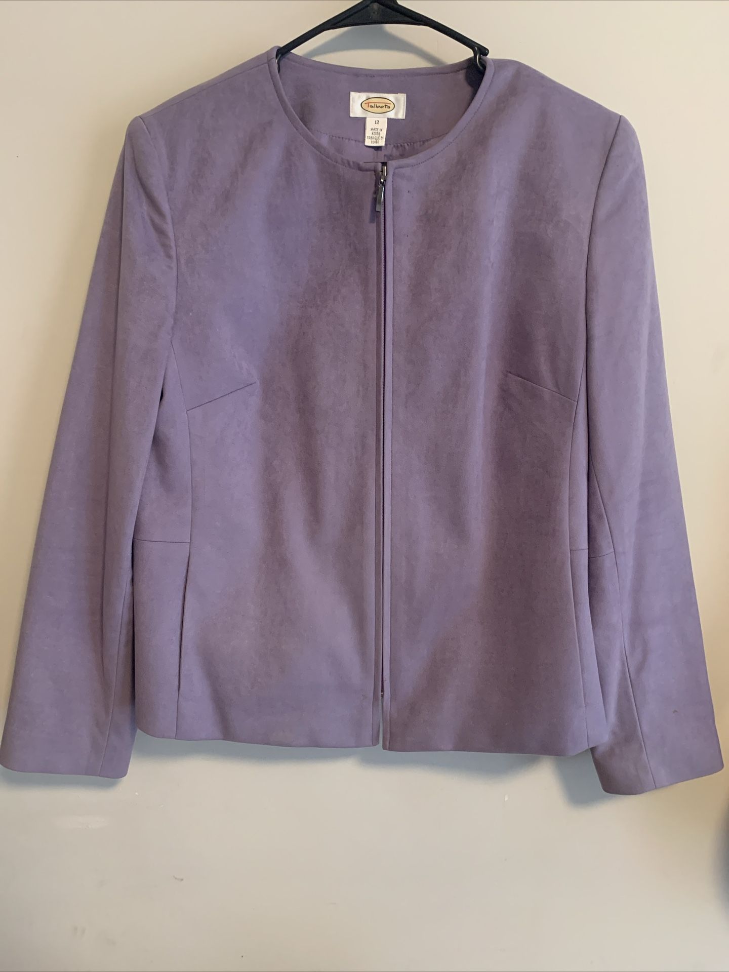 Clean Talbots Purple Women’s Blazer Suede Zip up Size 12