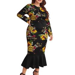 Size US 16, Floral Mermaid Style Dress