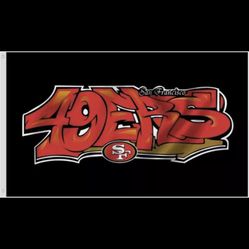 San Francisco 49ers Red Graffiti Art 3’x5’ Flag Mancave Garage Banner 