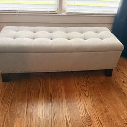 Grey Nailhead bench With Storage