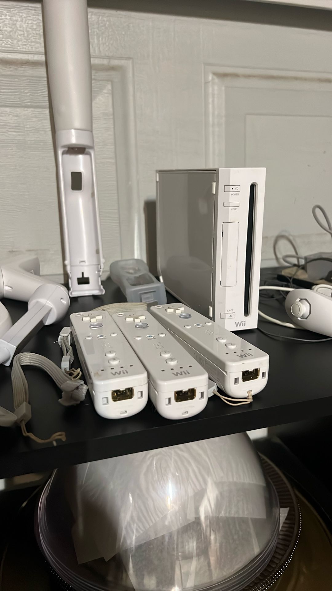Nintendo Wii. 3 Controllers With A Bunch Of Attachments