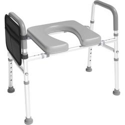 Raised Toilet Seat with Handles, Adjustable Bedside Commode Width w/Side Pocket $45 brand new in box Z18