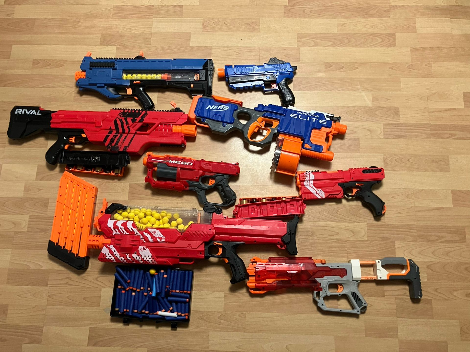 Eight Nerf Guns