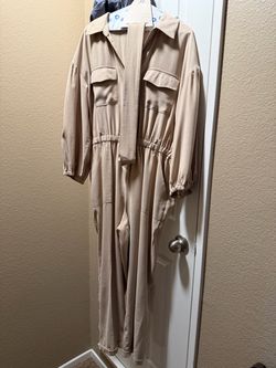 Beige Mid Sleeve Jumpsuit
