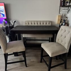Counter-Height Dining Set- Table, Bench & 2 Chairs 
