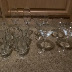 Clear Bar Cocktail Glasses Lot for Holidays , Valentine, St. Patrick 