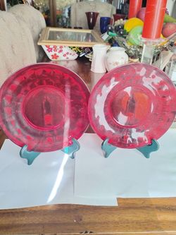 Vintage HTF viking Georgian ruby red 8"salad/dessert plates set of 2