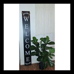 Reversible, Tall, Wooden Welcome Sign. Leaning Porch Sitter Sign 