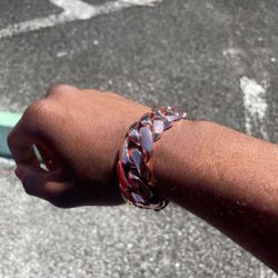 20mm Miami Cuban Link Pink Red Rose Gold Plated Bracelet 18k & 14k Crab Old School Regular Lock