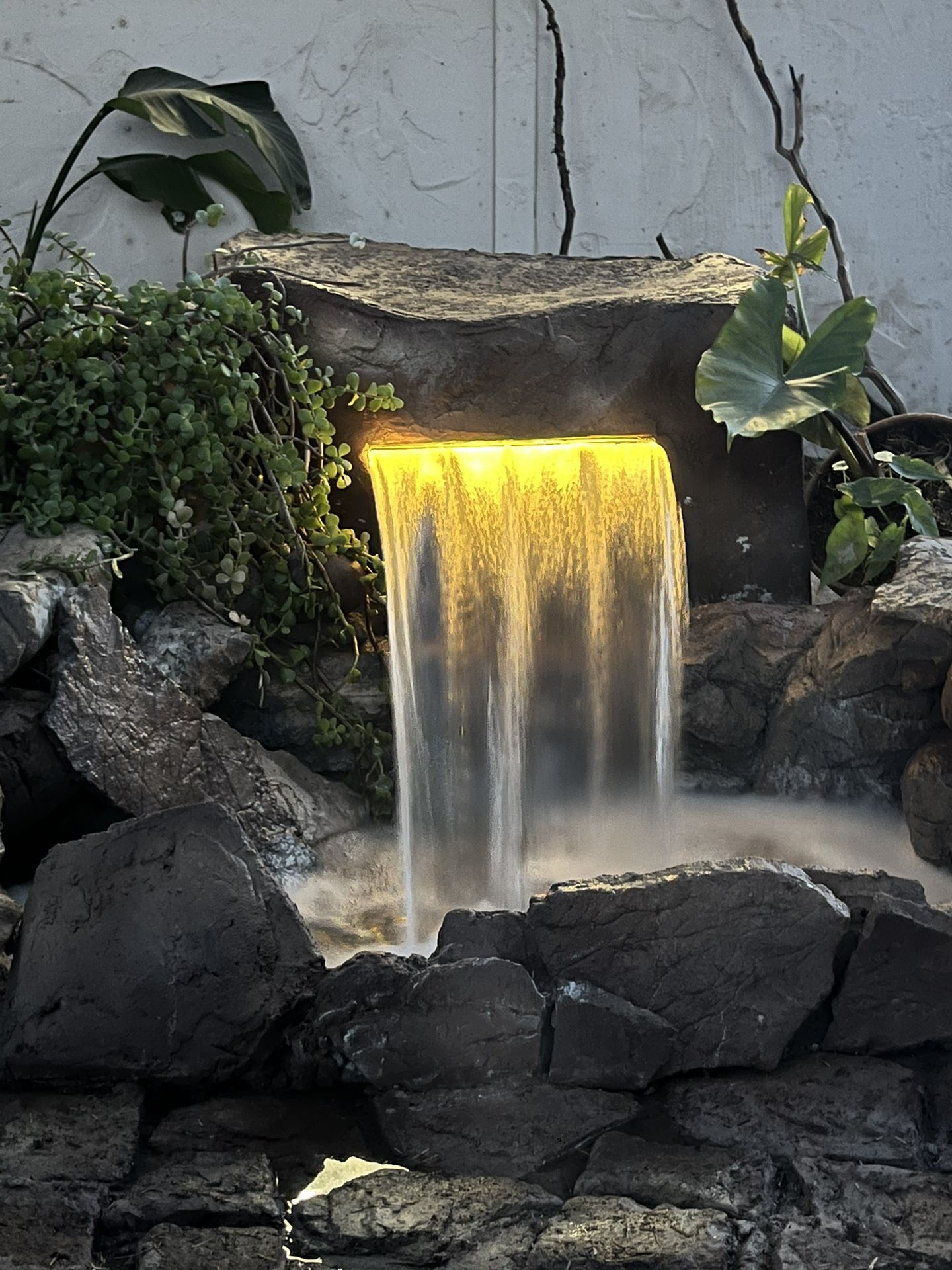 Swimming Pool Patio Make OverRock-fountains-rock- Rock Patios