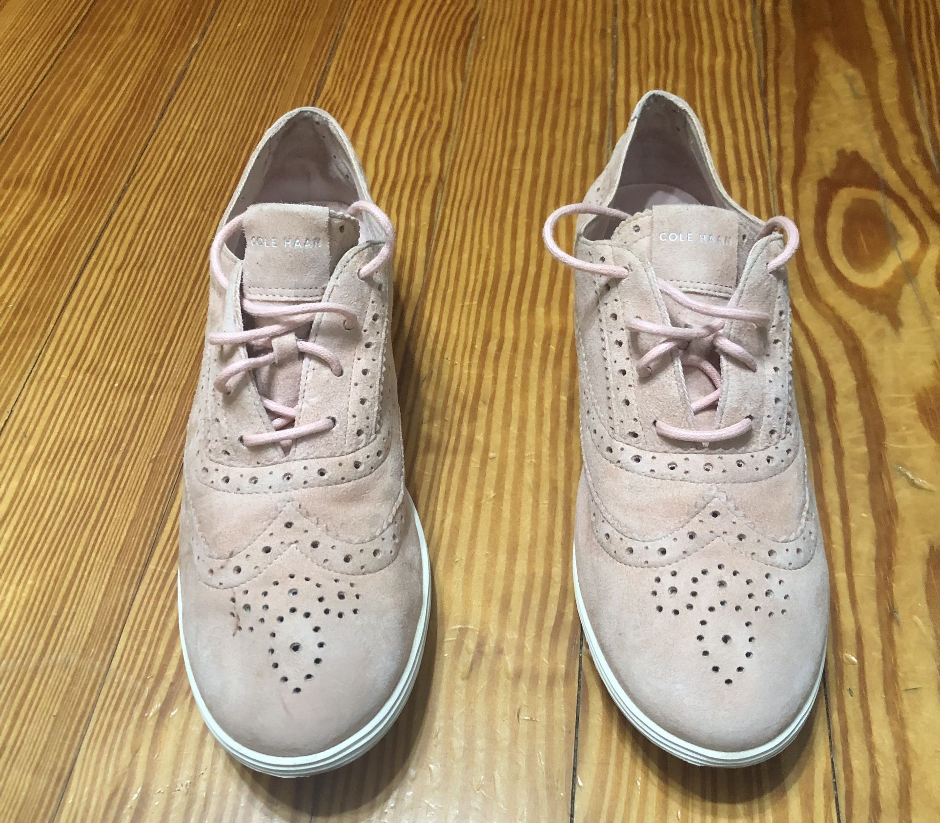 Cole Haan Pink Flats with Brogue Detailing. 7B
