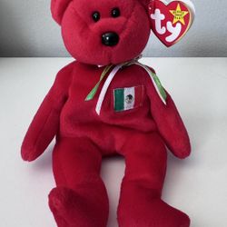 Vintage 1999 TY Osito the Mexico Mexican Flag Red Bear Plush Stuffed Animal 