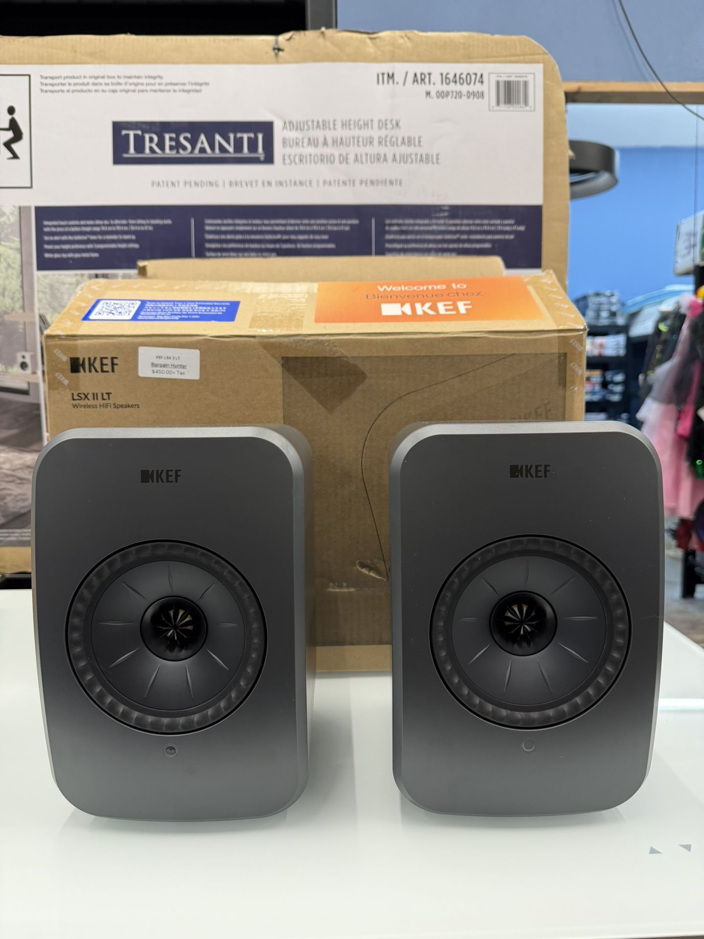 KEF LSX I LT Wireless Bookshelf Speaker Pair, Gray