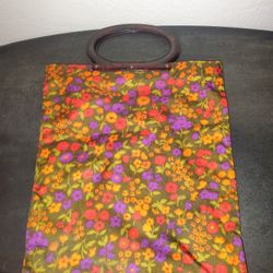 Vintage Lady's Pride Folding Tote Bag Floral Lucite/Bakelite Handle