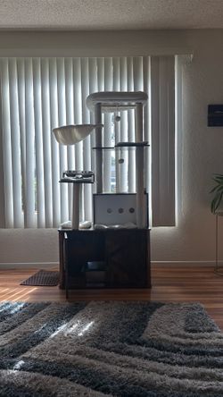 Cat tree and litter enclosure