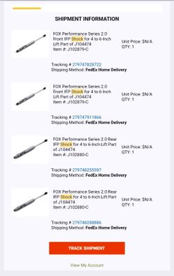 Brand New FOX 2.0 IFP Shock Set 4–6” Lift