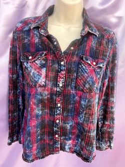 Red white and blue flannel size S cotton