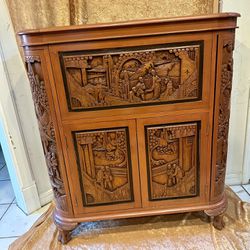 Hand Carved Chinese Bar Mid-Century Antique 