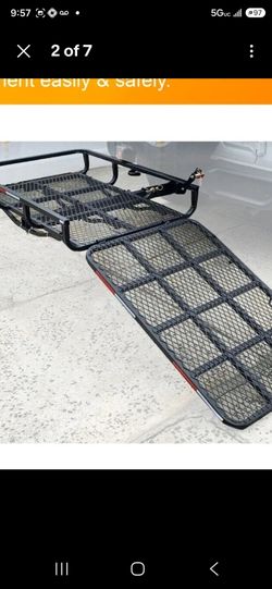 Hitch-Mounted Cargo Carrier with Loading Ramp