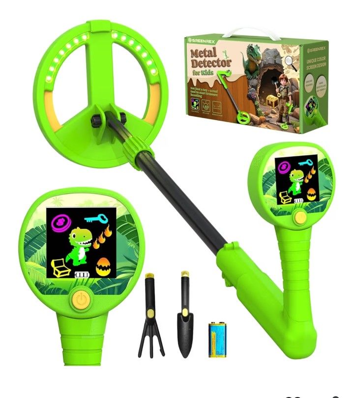 Metal Detector for Kids, Intuitive Color LCD Display, 6.7” Glowing LED Coil, Kid-Safe Lightweight with Adjustable Handle & 4” Precision Deepth, Perfec