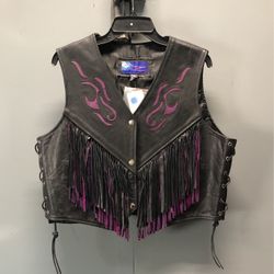 Vance Leathers Purple Flame W/ Fringe Vest