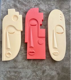 Abstract Face Wall Art Sculptures Set of 3