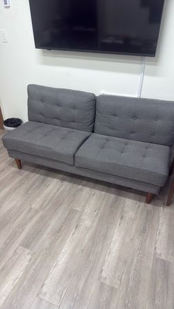 Gray Mid-Century Modern Loveseat / 2-Seater Sofa