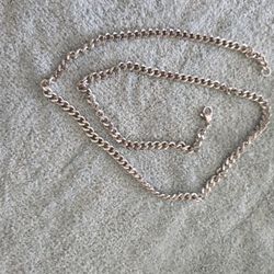 Silver Cuban Necklace 22 Inch