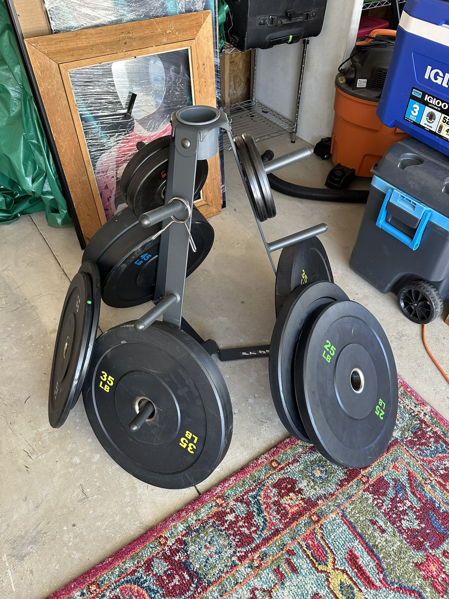 Bumper Weightlifting Plates Set (With or Without Tree - Also Have Olympic Barbell For Sale)