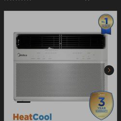 The Midea 8,000 BTU Smart HeatCool Window Air Conditioner delivers year-round comfort with powerful cooling, heating, dehumidifying, and fan modes.