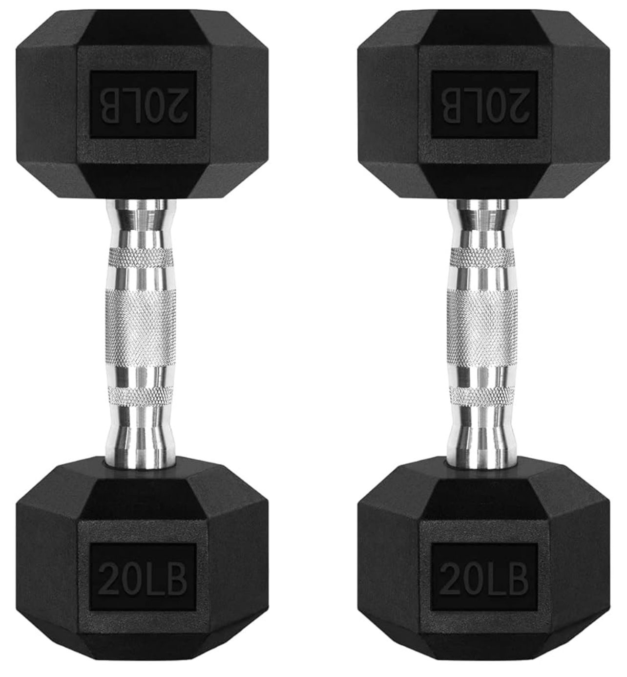 RitFit 20LBS Rubber Encased Hex Dumbbell Sets with Optional Rack for Home Gym, Coated Hand Weight