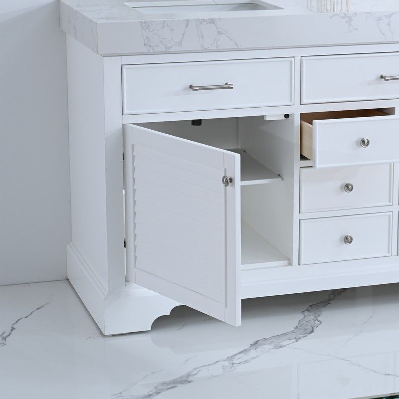 72 in White Undermount Double Sink Bathroom Vanity with White