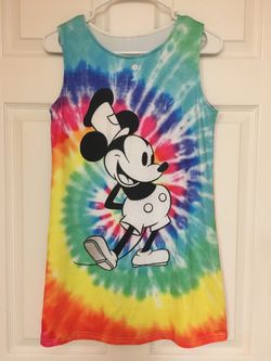 Mickey Mouse Tie-Dye Tank Dress - Rainbow Colors Disney Mickey Mouse Ladies Tie Dyed  Tank Top Size Small 150