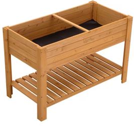 ❤️‍🔥 #C 48 in. x 24 in. x 33 in. Elevated Cedar Wood Raised Garden Bed with Shelf Outdoor Wooden Planter Box$60