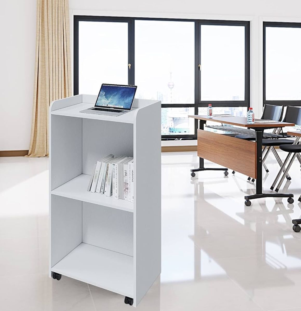 New Portable Podium Stand Reception Desk with Adjustable Shelf,